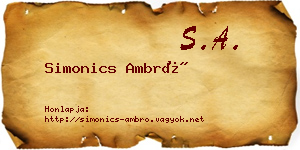 Simonics Ambró névjegykártya